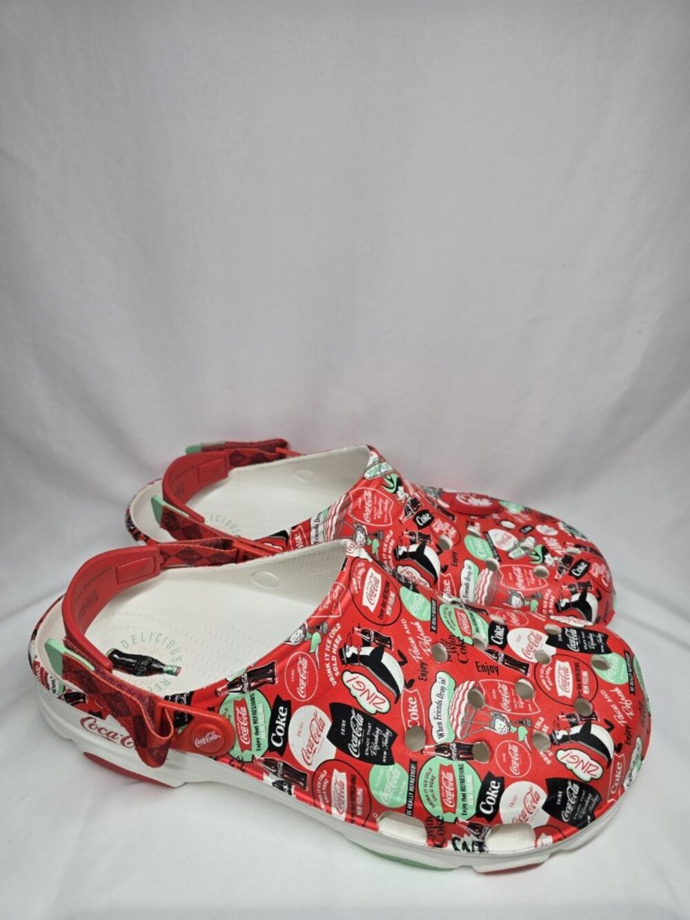 Crocs Mens COCA COLA ALL-TERRAIN CLOG White Red MENS SIZE 15- MISSING CHARMS